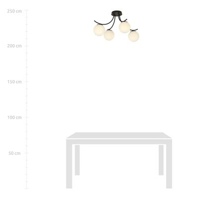 Emibig Lighting Taklampa BOSTON 4 SVART/OPAL