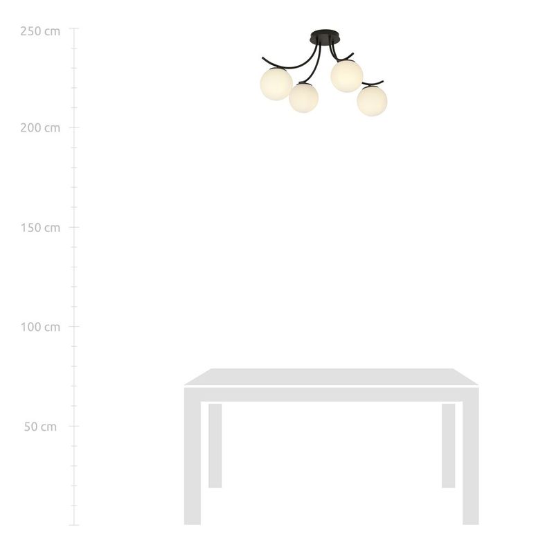 Emibig Lighting Taklampa BOSTON 4 SVART/OPAL