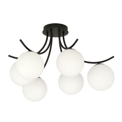 Emibig Lighting Taklampa BOSTON 6 SVART/OPAL