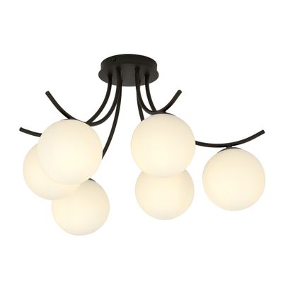 Emibig Lighting Taklampa BOSTON 6 SVART/OPAL