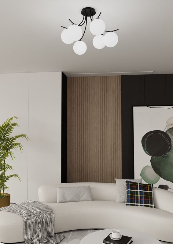 Emibig Lighting Taklampa BOSTON 6 SVART/OPAL