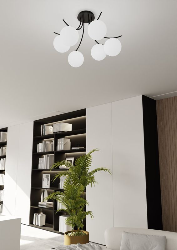 Emibig Lighting Taklampa BOSTON 6 SVART/OPAL