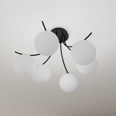 Emibig Lighting Taklampa BOSTON 6 SVART/OPAL