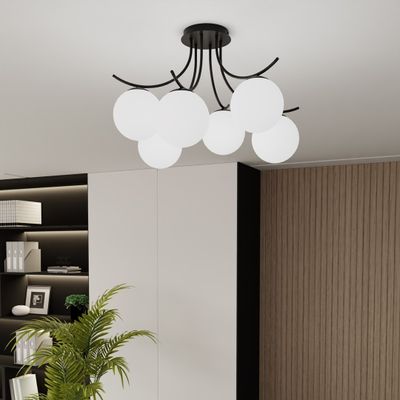 Emibig Lighting Taklampa BOSTON 6 SVART/OPAL