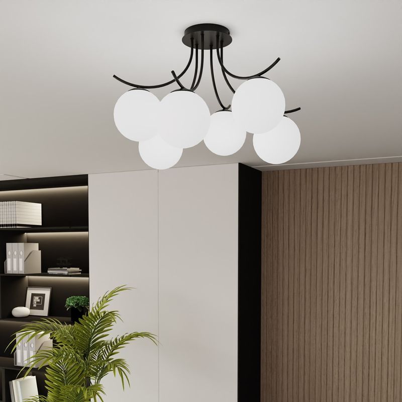 Emibig Lighting Taklampa BOSTON 6 SVART/OPAL