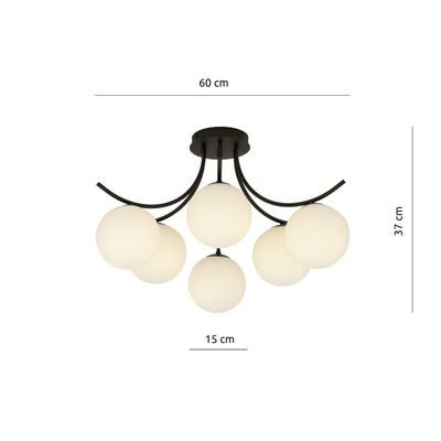 Emibig Lighting Taklampa BOSTON 6 SVART/OPAL