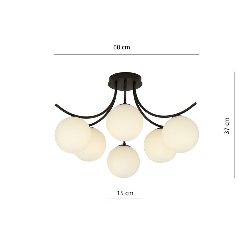 Emibig Lighting Taklampa BOSTON 6 SVART/OPAL
