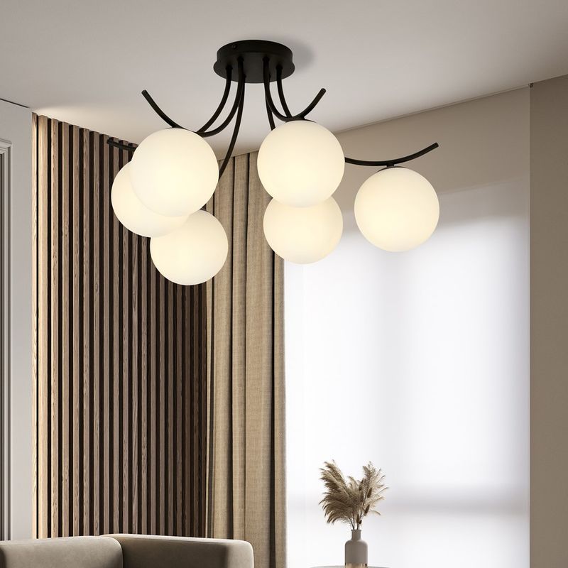 Emibig Lighting Taklampa BOSTON 6 SVART/OPAL