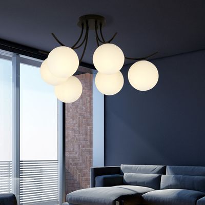 Emibig Lighting Taklampa BOSTON 6 SVART/OPAL