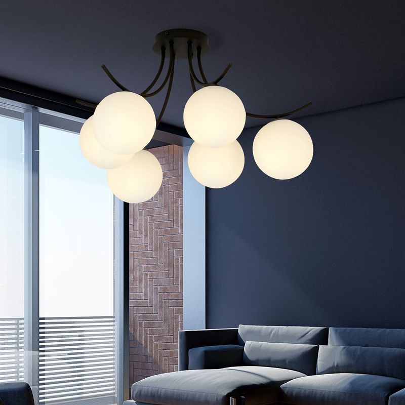 Emibig Lighting Taklampa BOSTON 6 SVART/OPAL