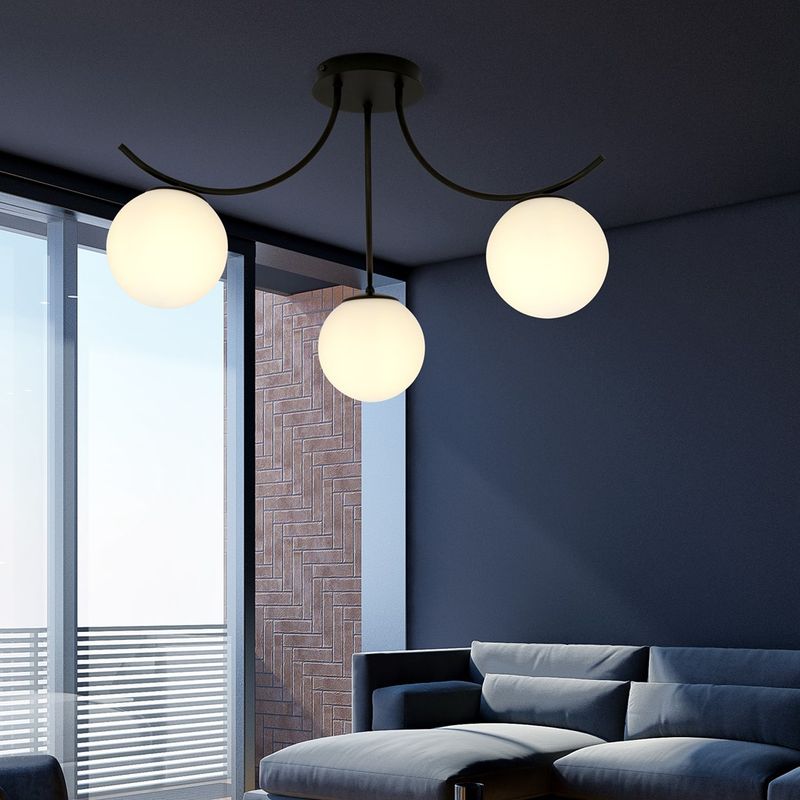 Emibig Lighting Taklampa BOSTON 3 SVART/OPAL