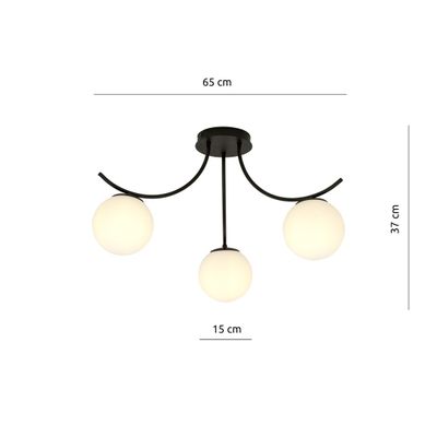 Emibig Lighting Taklampa BOSTON 3 SVART/OPAL