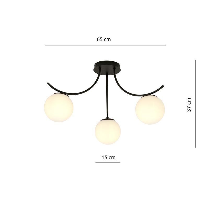 Emibig Lighting Taklampa BOSTON 3 SVART/OPAL