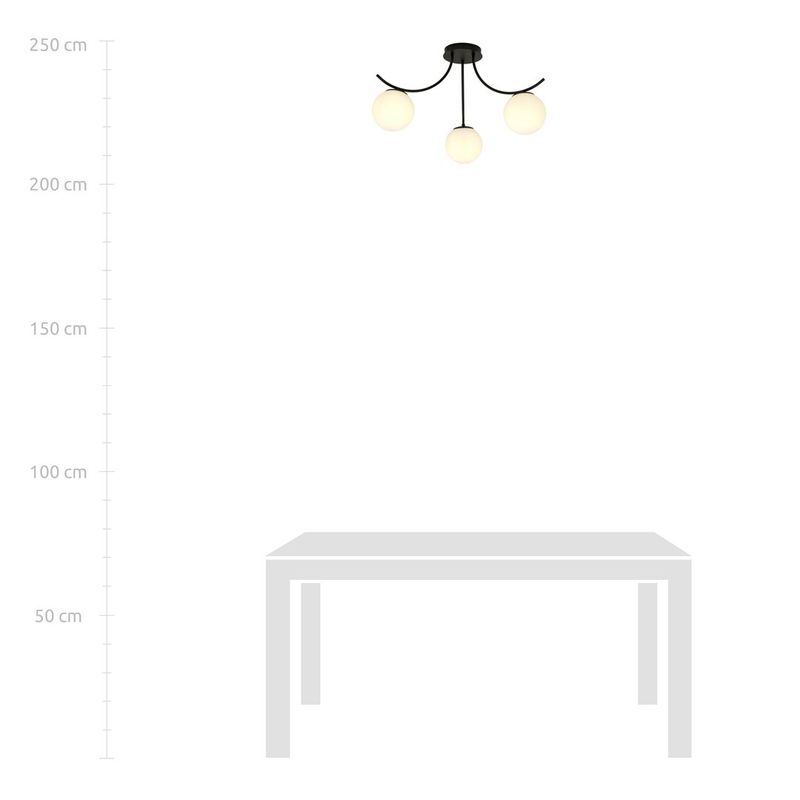 Emibig Lighting Taklampa BOSTON 3 SVART/OPAL