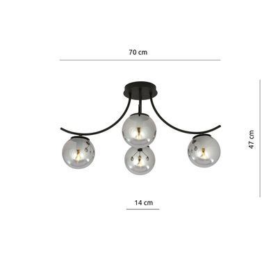 Emibig Lighting Taklampa BOSTON 4 SVART/GRAFIT