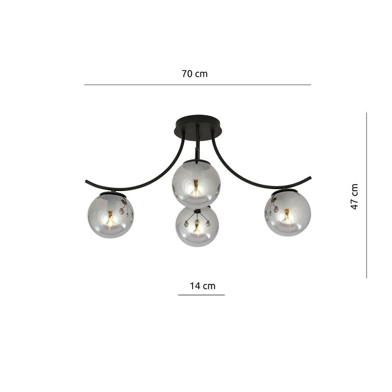 Emibig Lighting Taklampa BOSTON 4 SVART/GRAFIT