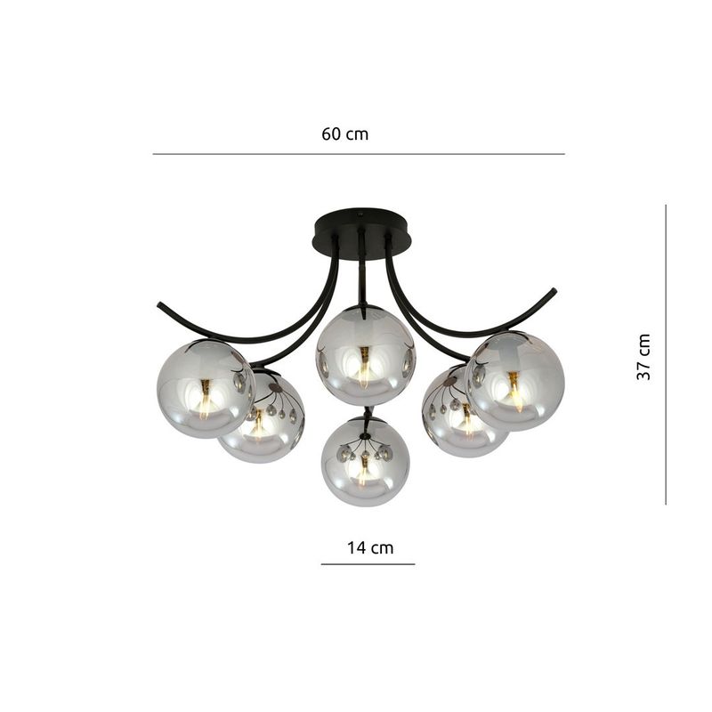 Emibig Lighting Taklampa BOSTON 6 SVART/GRAFIT