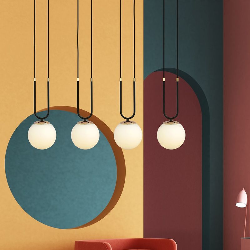 Emibig Lighting Taklampa GLAM 4 SVART/OPAL