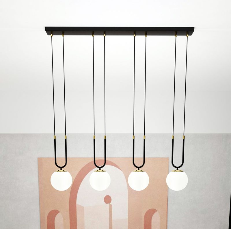 Emibig Lighting Taklampa GLAM 4 SVART/OPAL