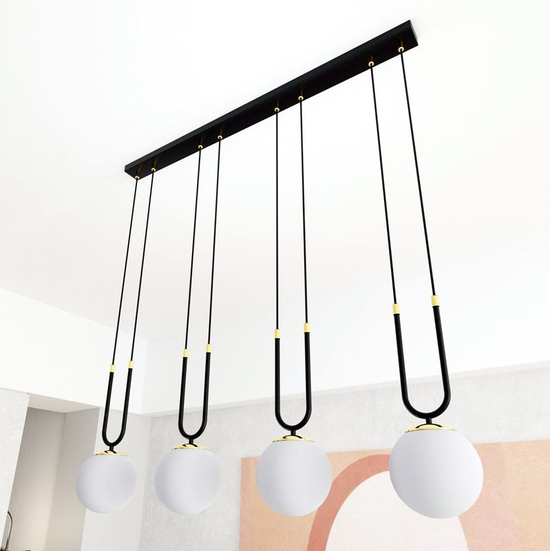 Emibig Lighting Taklampa GLAM 4 SVART/OPAL