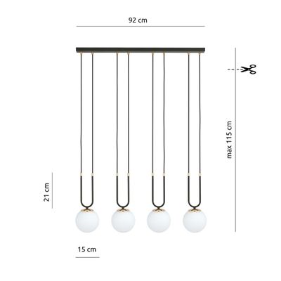 Emibig Lighting Taklampa GLAM 4 SVART/OPAL