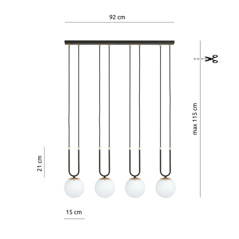 Emibig Lighting Taklampa GLAM 4 SVART/OPAL