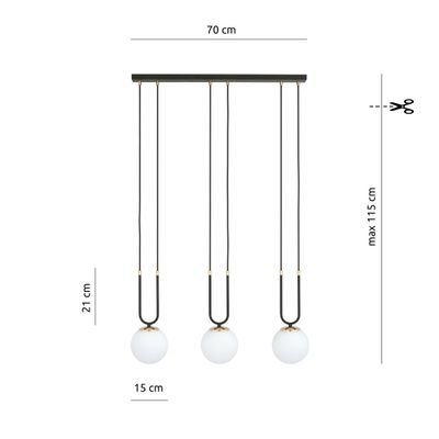 Emibig Lighting Taklampa GLAM 3 SVART/OPAL