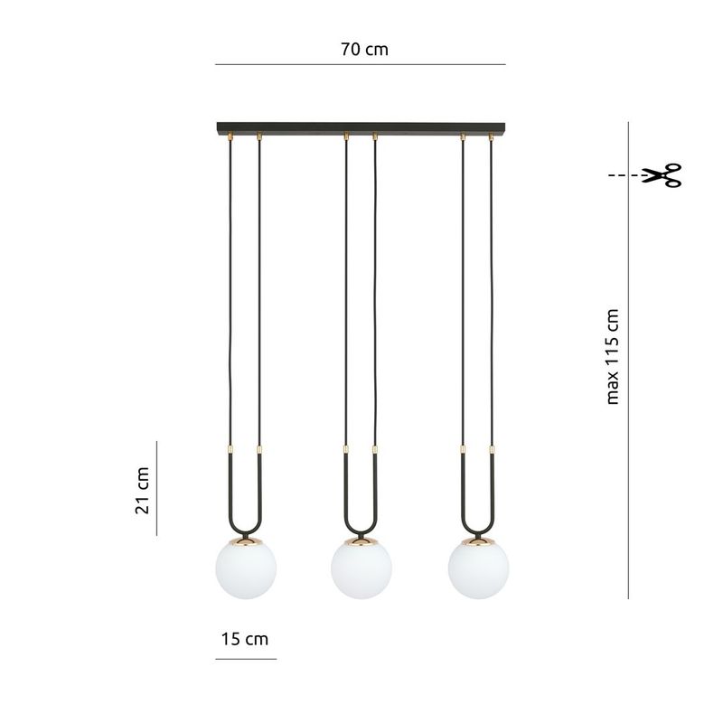 Emibig Lighting Taklampa GLAM 3 SVART/OPAL