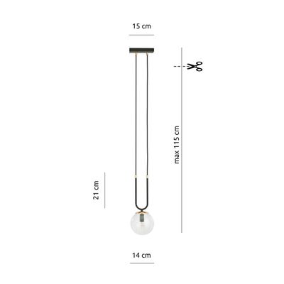 Emibig Lighting Taklampa GLAM 1 SVART/TRANSPARENT