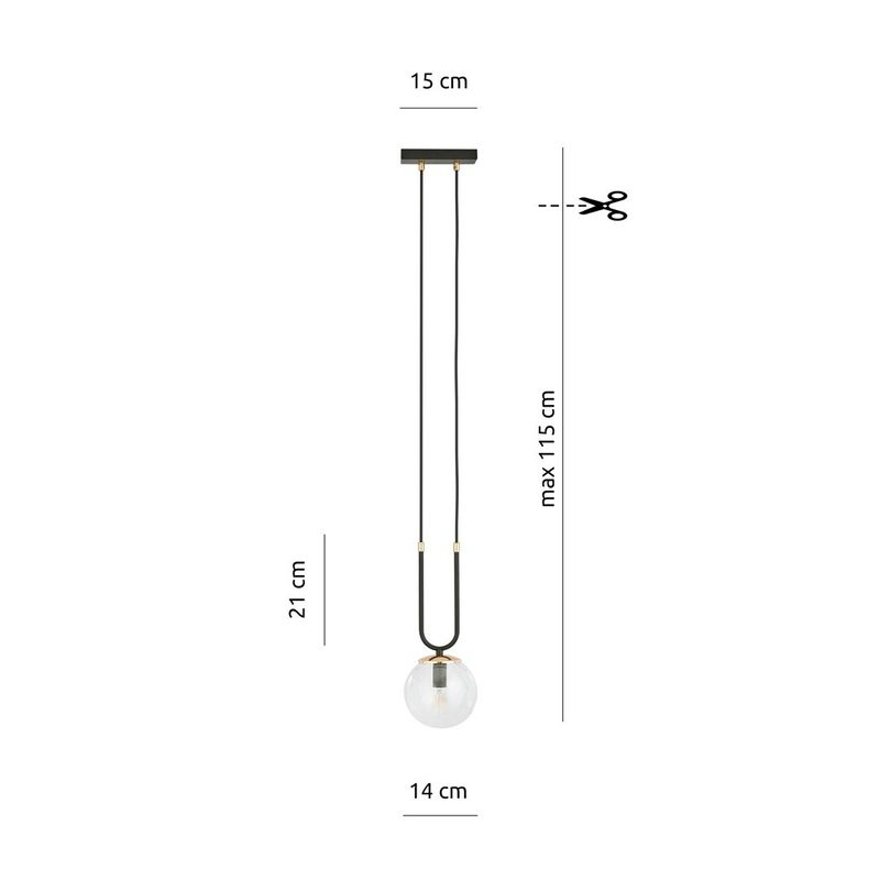 Emibig Lighting Taklampa GLAM 1 SVART/TRANSPARENT