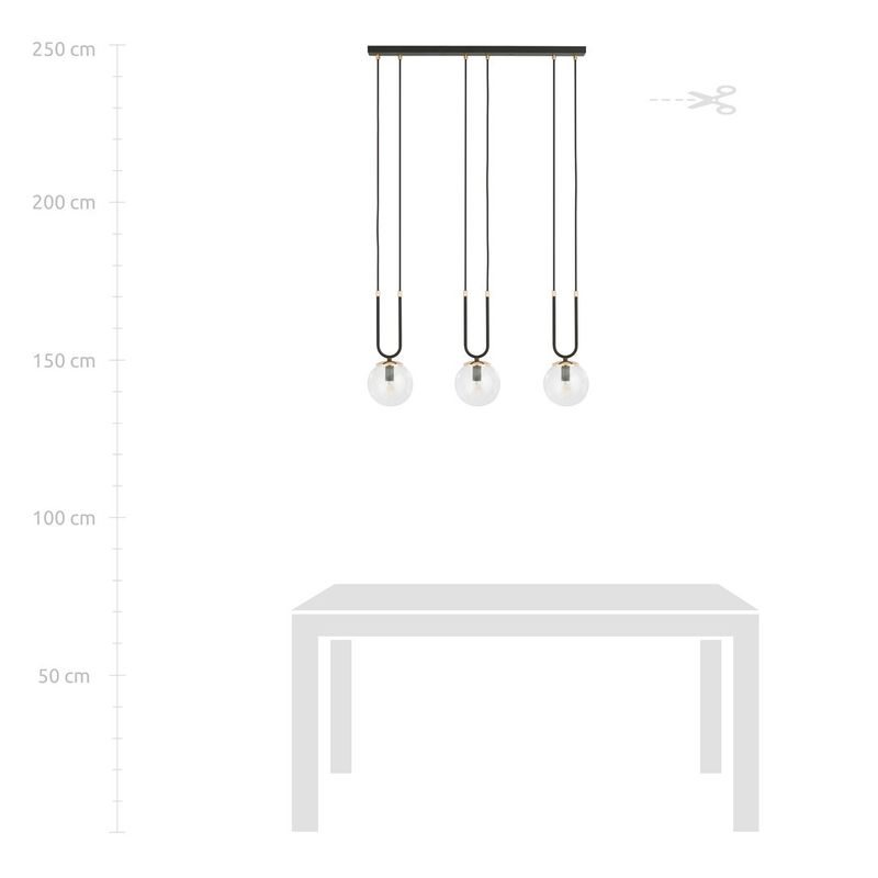 Emibig Lighting Taklampa GLAM 3 SVART/TRANSPARENT