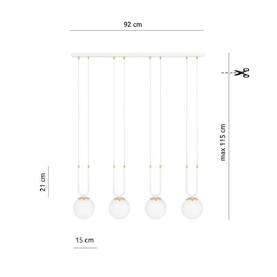 Emibig Lighting Taklampa GLAM 4 VIT/OPAL