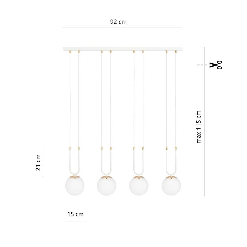 Emibig Lighting Taklampa GLAM 4 VIT/OPAL