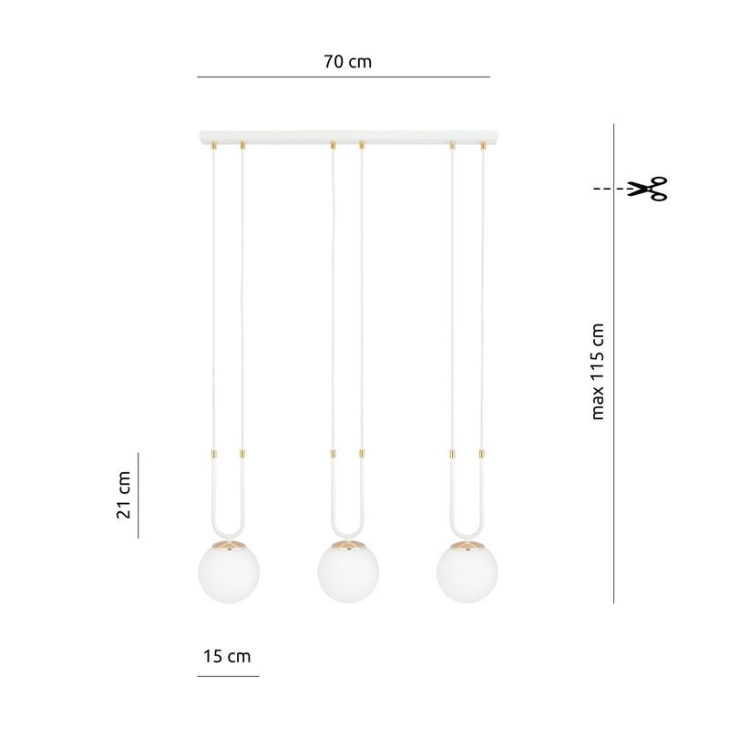 Emibig Lighting Taklampa GLAM 3 VIT/OPAL
