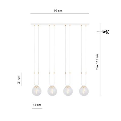 Emibig Lighting Taklampa GLAM 4 VIT/TRANSPARENT