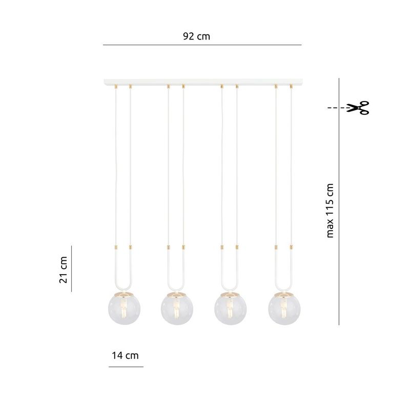 Emibig Lighting Taklampa GLAM 4 VIT/TRANSPARENT