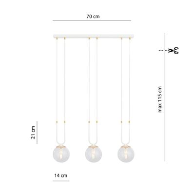 Emibig Lighting Taklampa GLAM 3 VIT/TRANSPARENT