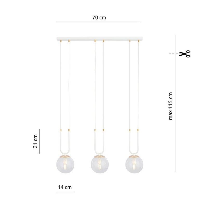 Emibig Lighting Taklampa GLAM 3 VIT/TRANSPARENT