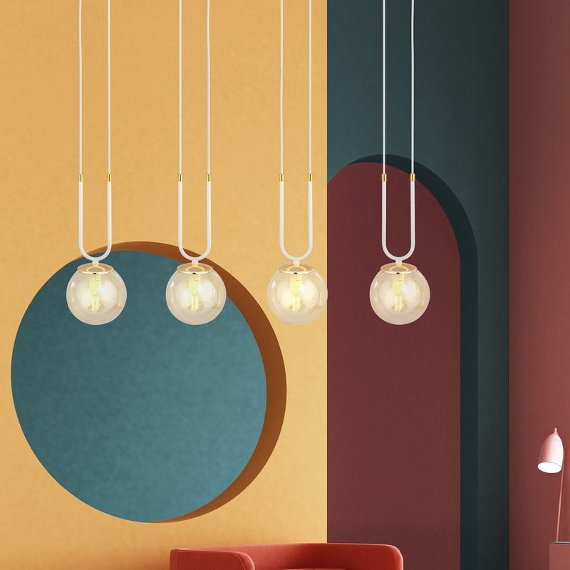 Emibig Lighting Taklampa GLAM 4 VIT/HONUNG