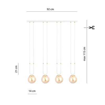 Emibig Lighting Taklampa GLAM 4 VIT/HONUNG
