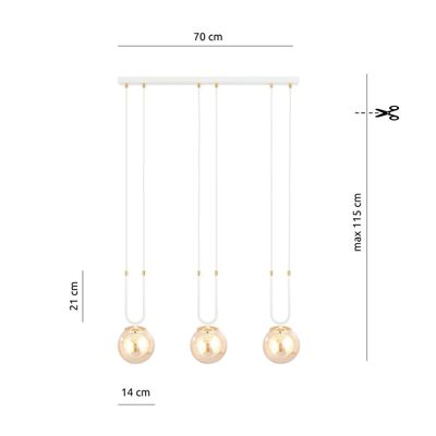 Emibig Lighting Taklampa GLAM 3 VIT/HONUNG