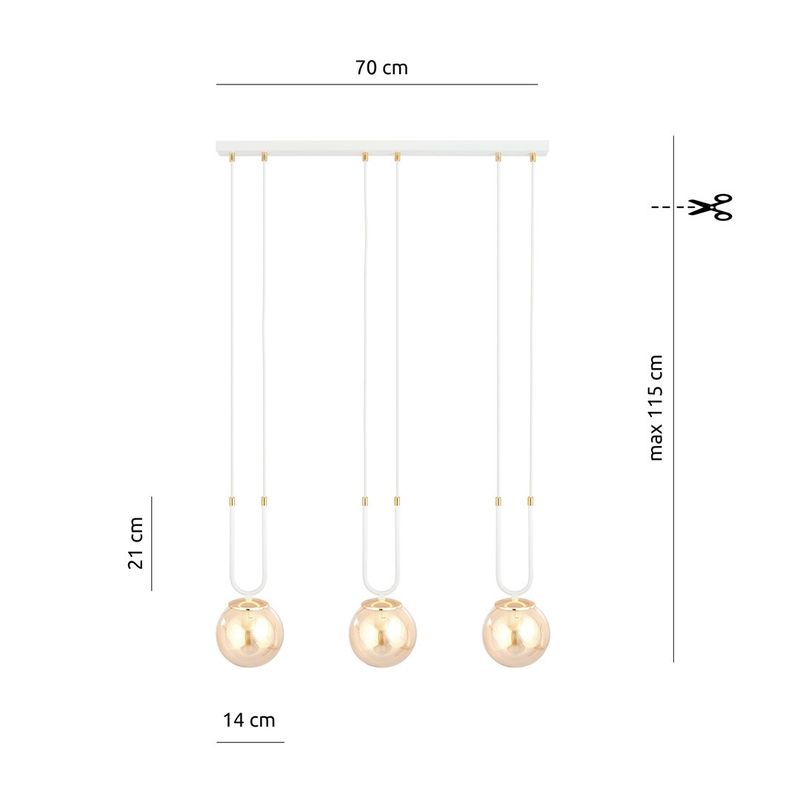 Emibig Lighting Taklampa GLAM 3 VIT/HONUNG
