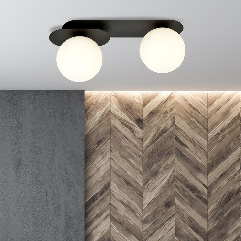 Emibig Lighting Taklampa PLAZA 2 SVART/OPAL