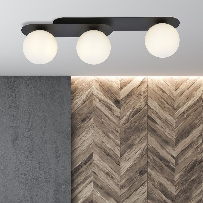 Emibig Lighting Taklampa PLAZA 3 SVART/OPAL