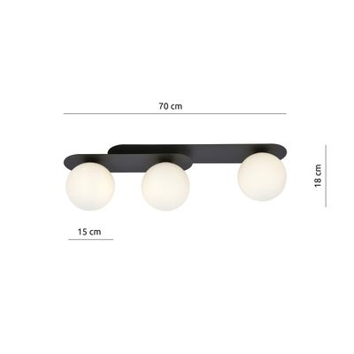 Emibig Lighting Taklampa PLAZA 3 SVART/OPAL