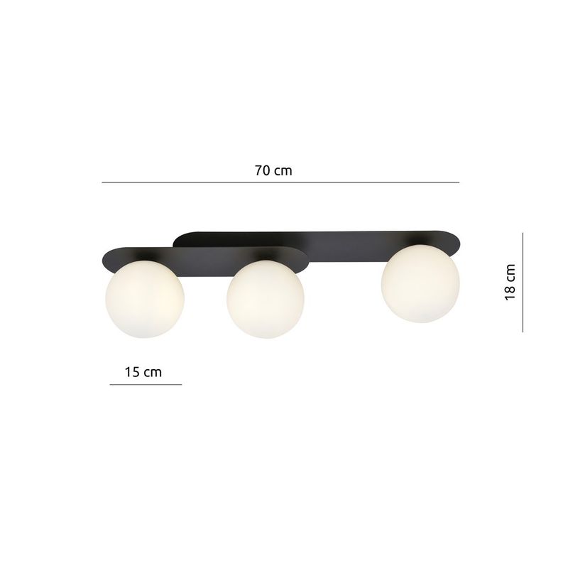 Emibig Lighting Taklampa PLAZA 3 SVART/OPAL