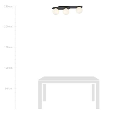 Emibig Lighting Taklampa PLAZA 3 SVART/OPAL