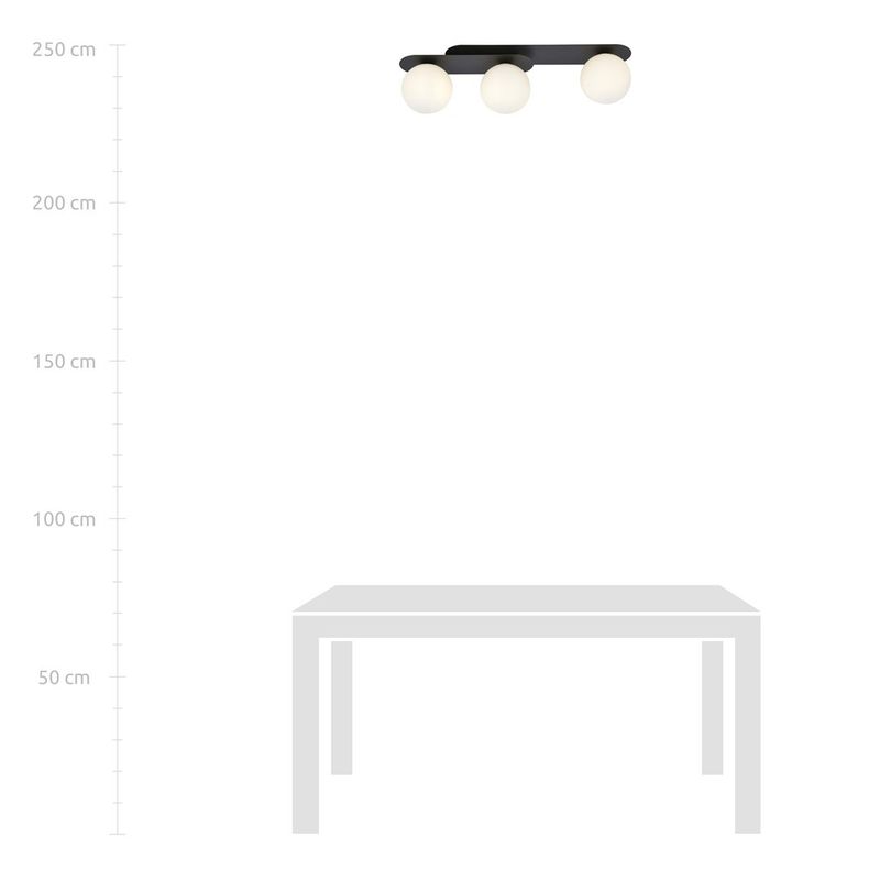 Emibig Lighting Taklampa PLAZA 3 SVART/OPAL