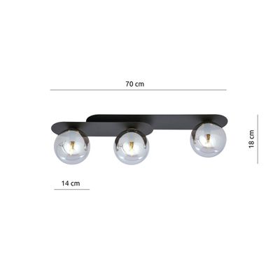 Emibig Lighting Taklampa PLAZA 3 SVART/GRAFIT