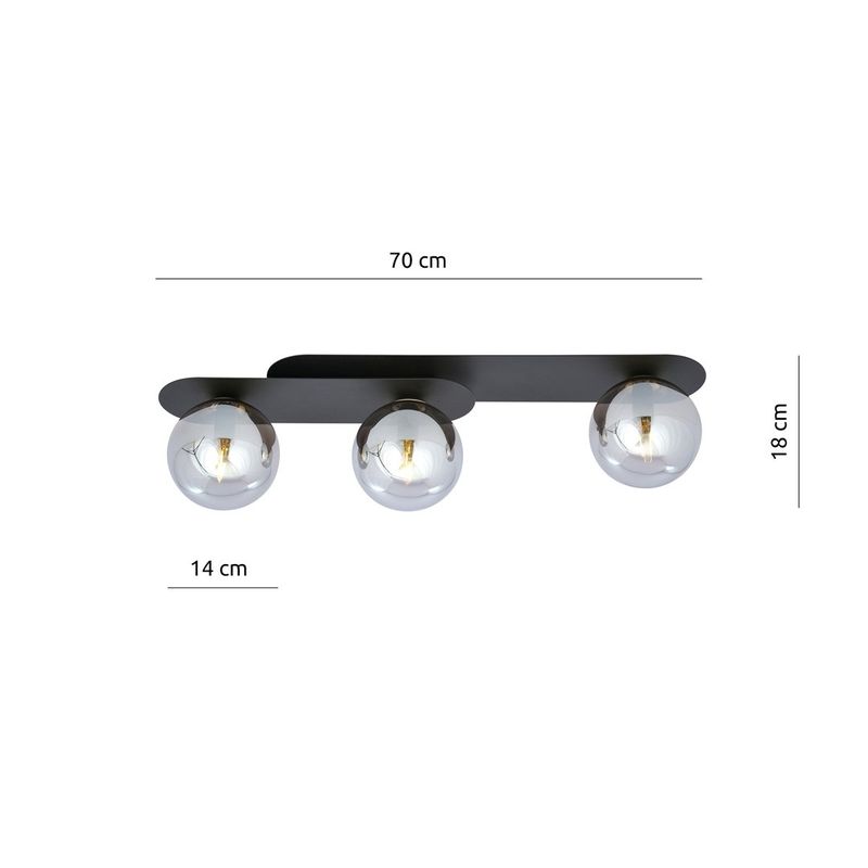 Emibig Lighting Taklampa PLAZA 3 SVART/GRAFIT